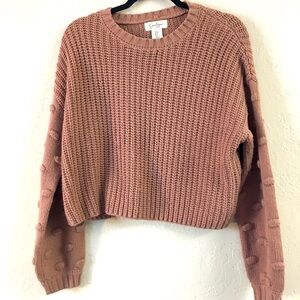 Jessica Simpson Boxy Oversized Balloon Sleeve Knit Sweater Medium Pink Fall